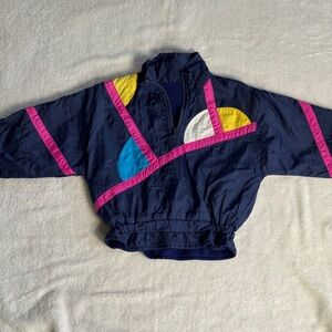 Vintage Girls Half‎ Zip colorful Windbreaker *No Tag* *Unknown Size*